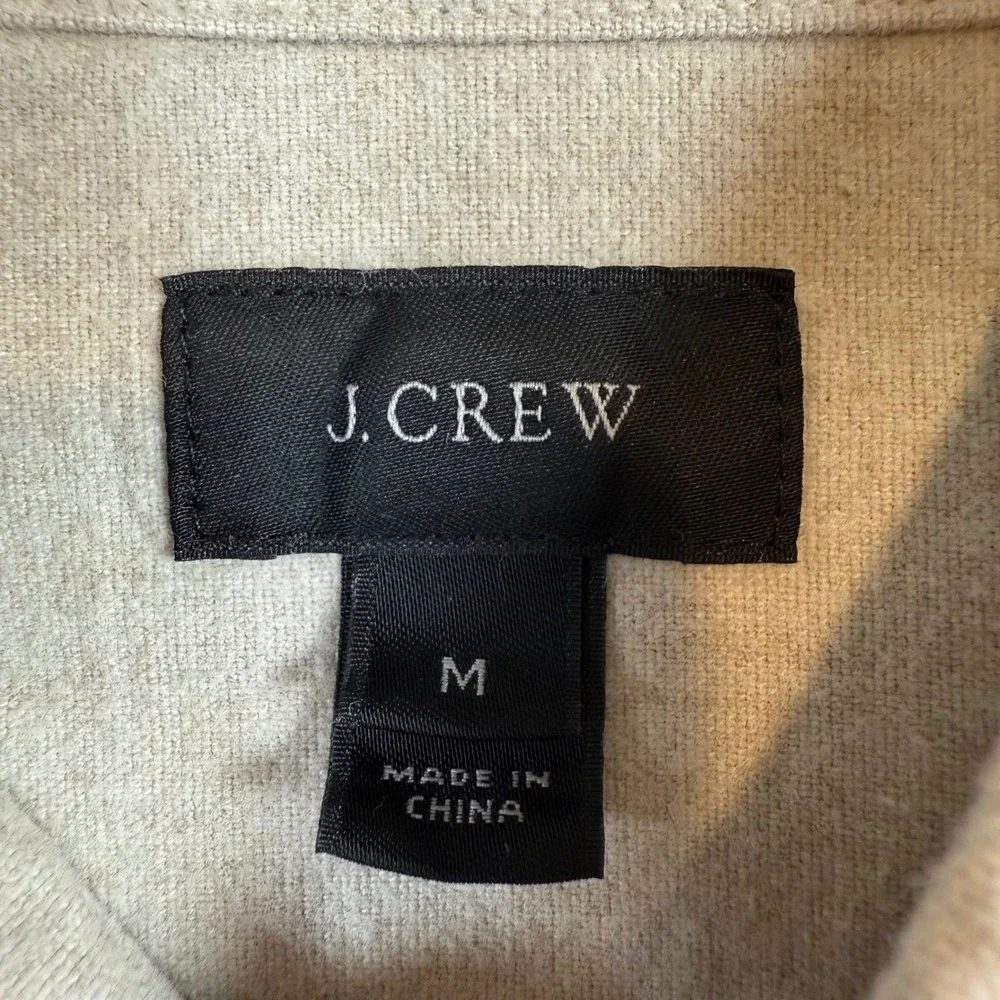 J Crew Mens Tan Button Down Shirt‎ with Suede Leather Elbow Patches Size Medium